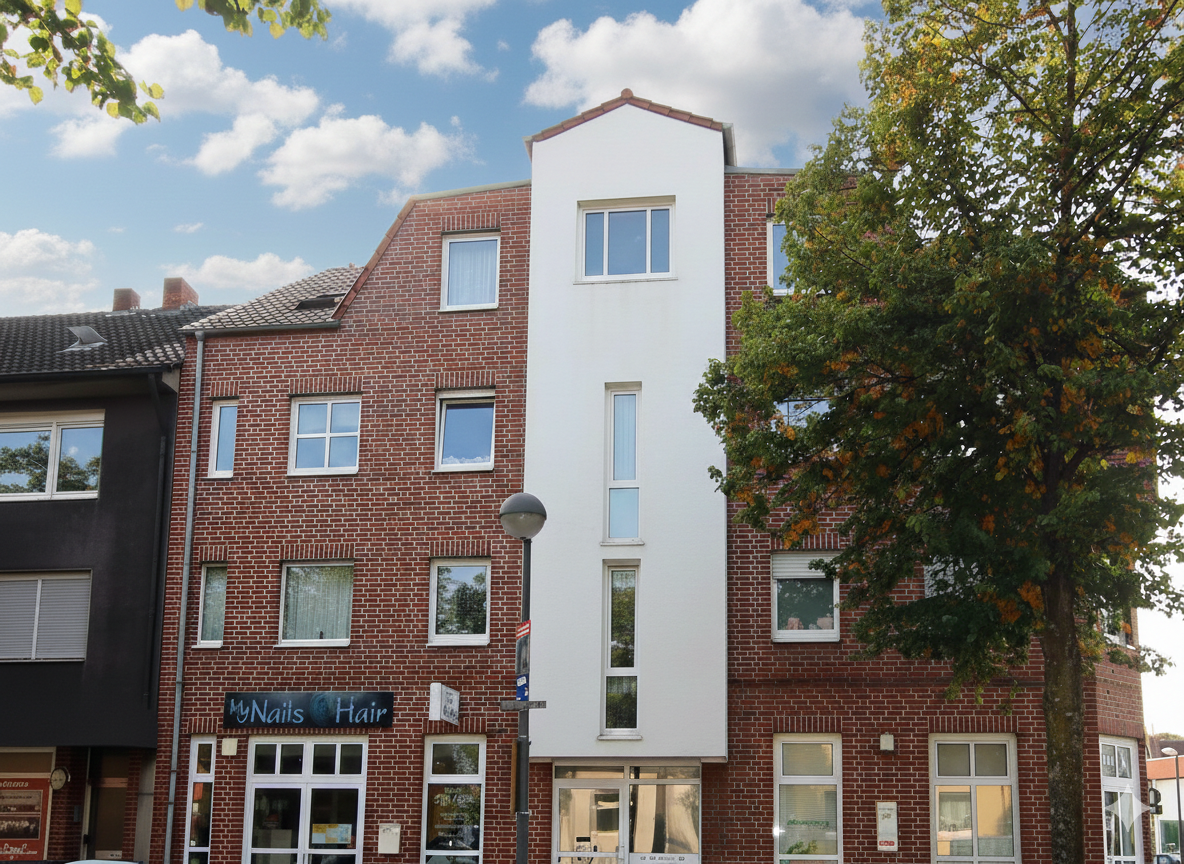 Wohn- und Geschäftshaus in Backsteinoptik